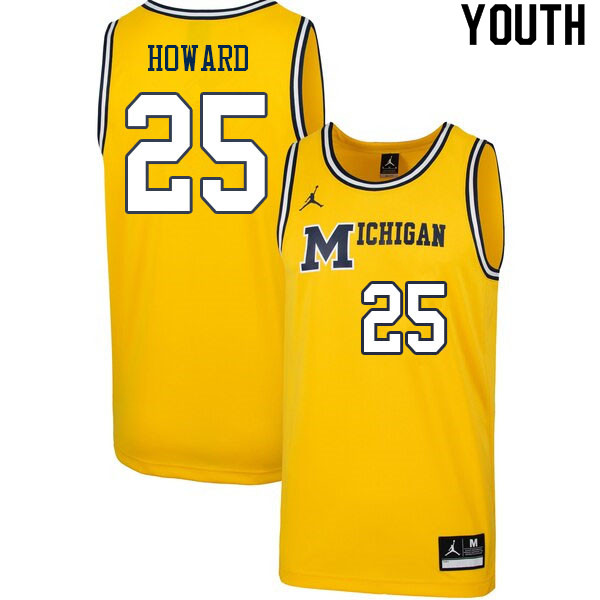 Youth #25 Jace Howard Michigan Wolverines College Basketball Jerseys Sale-Retro